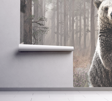 Kids Childrens Art Forest Trees and bear Wall Mural, Removable Wallpaper, Peel And Stick, Wall Covering, Repositionable, Self adhesive, Wall Decor, Reusable