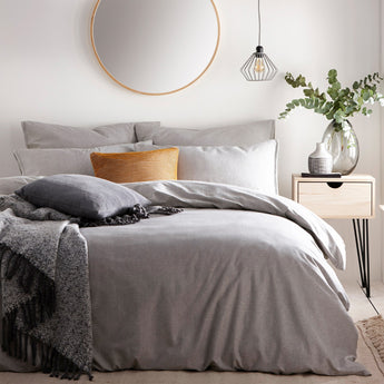 Claybourne Grey 100% Cotton Duvet Cover and Pillowcase Set - Fireflies Designs