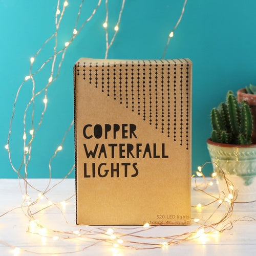 MAINS POWERED COPPER WIRE WATERFALL STRING LIGHTS