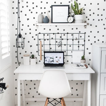Removable Temporary Ditsy Dots Polka Dot Monochrome Wallpaper Wall Mural - Office Home Nursery
