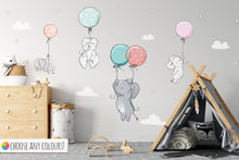 Elephants with Balloons Nursery Wall Stickers / Decals - Childrens Bedroom, Rabbit Mural, New Baby, Kids Bedroom