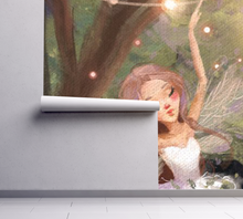 Peel and Stick Magical Fairy Starry Night Sky Wall Mural Nursery Bedroom Wallpaper - Forest Woodland Animals Rabbit Fox 
