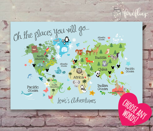 Personalised CHILDRENS Travel Map Pin Board