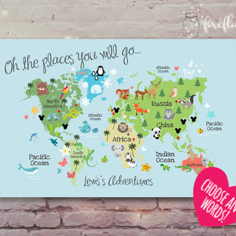Personalised CHILDRENS Travel Map Pin Board