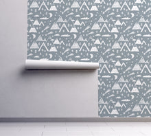 Scandinavian mountains, moon & Star- Trees Wall Mural, Removable Wallpaper, Peel And Stick, Wall Covering, Self adhesive, Wall Decor