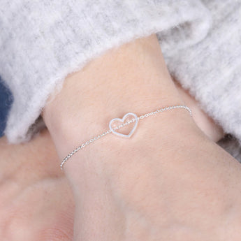 Open Heart Bracelet in Silver - Fireflies Designs