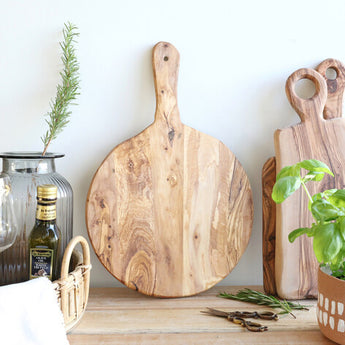 Round Olive Wood Pizza Board