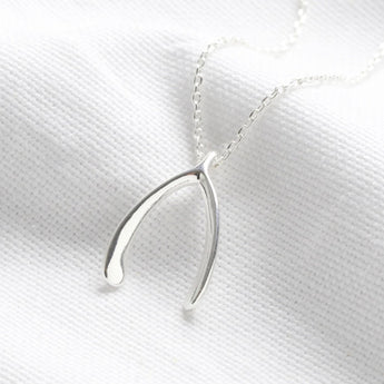 Silver Wishbone Necklace - Fireflies Designs