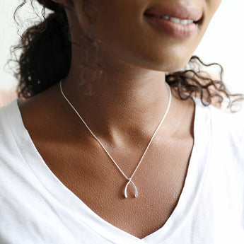 Silver Wishbone Necklace - Fireflies Designs