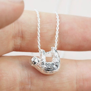 Sloth Pendant Necklace in Silver