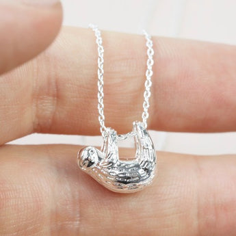 Sloth Pendant Necklace in Silver - Fireflies Designs