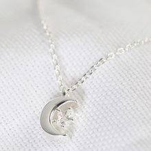 Crystal Star and Silver Moon Pendant Necklace