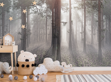 Kids Childrens Art Forest Trees and Wall Mural, Removable Wallpaper, Peel And Stick, Wall Covering, Repositionable, Self adhesive, Wall Decor, Reusable