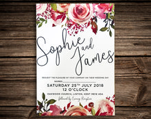 Rustic Personalised Watercolour Pink Floral Flower Wedding Invitations - Handmade Kraft Stationary Shabby Chic Bundle